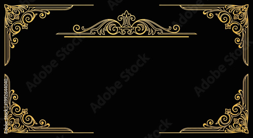 Golden ornate frame on black background.