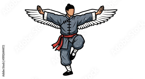 Martial Artist with Wings, Kung Fu Warrior, Dynamic Pose