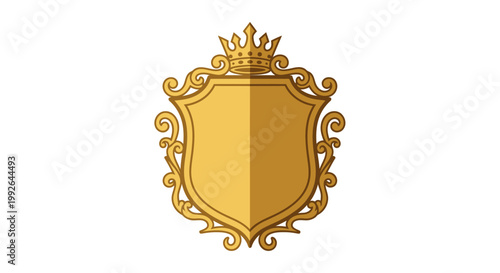 Golden ornate shield with crown.