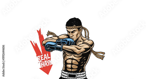 Muay Thai Fighter Illustration