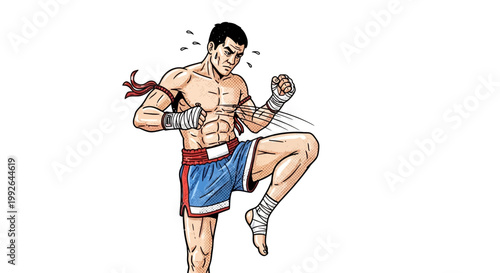 Muay Thai Fighter Performing Knee Strike