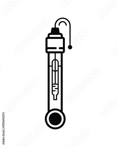 Outline icon of an ion-selective electrode, a laboratory probe for chemical analysis.