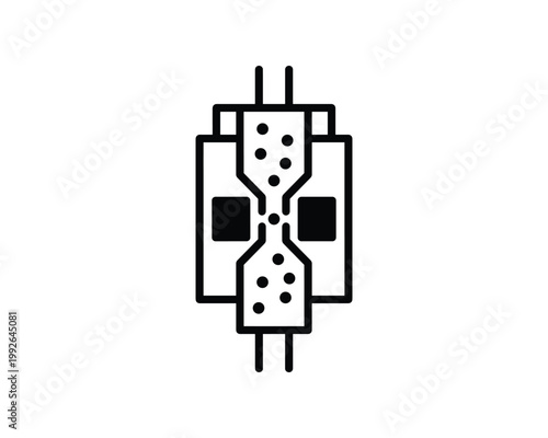 Outline icon showing impedance measurement for cell counting in a hematology analyzer.