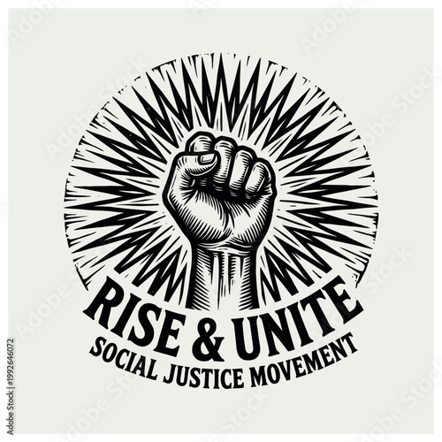 Social justice movement logo with raised fist.