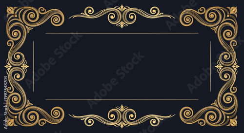 Ornate gold frame border design element.