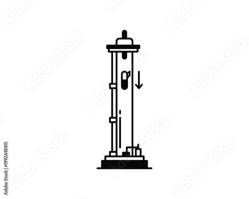Vector illustration of a microgravity vacuum drop experiment setup.