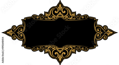 Ornate Gold Label Design Element.