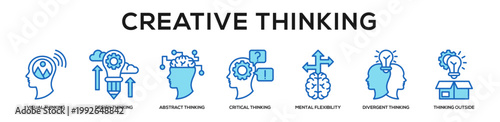 blue - Creative Thinking web banner icon vector illustration concept