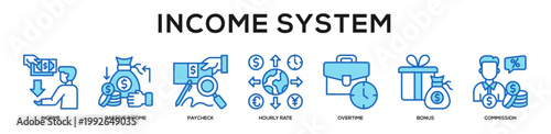 blue - Income System web banner icon vector illustration concept