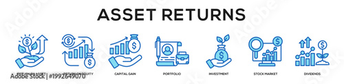 blue - Asset Returns web banner icon vector illustration concept