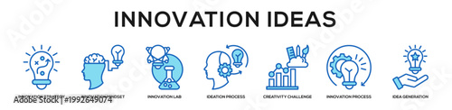blue - Innovation Ideas web banner icon vector illustration concept
