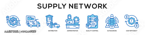 blue - Supply Network web banner icon vector illustration concept