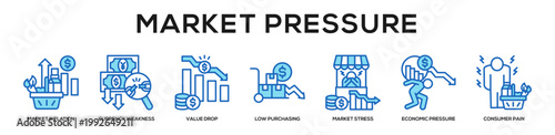 blue - Market Pressure web banner icon vector illustration concept