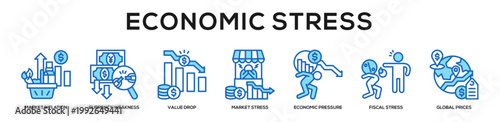 blue - Economic Stress web banner icon vector illustration concept