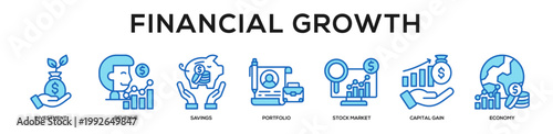 blue - Financial Growth web banner icon vector illustration concept