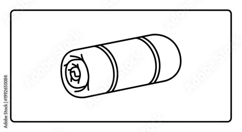 Rolled sleeping bag icon, camping gear, outdoor equipment, travel accessory, adventure symbol