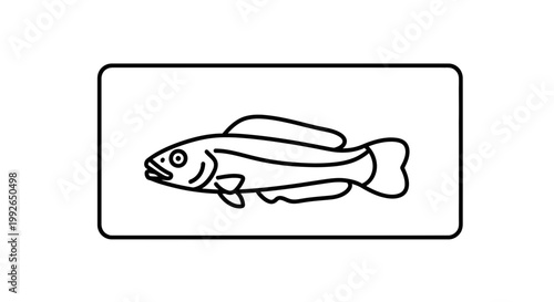 Minimalist Line Art Icon of a Fish, Simple Vector Illustration for Aquatic Themes