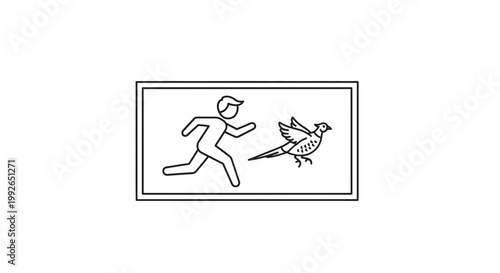 Man Chasing Bird Icon