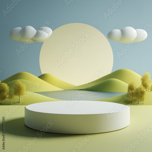 spring landscape with balloons vector illustration