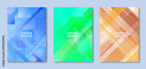 幾何学模様の表紙のテンプレートのセット