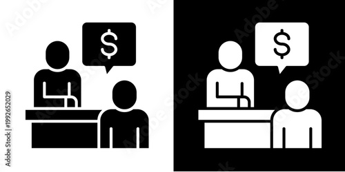 Financial Consulting  Icon Set White Glyph Style Collection 