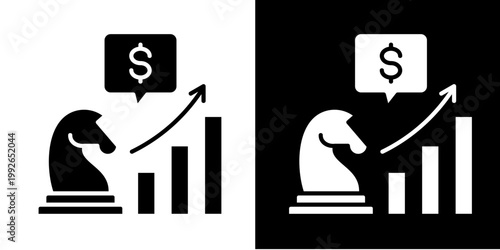 Growth Strategy  Icon Set White Glyph Style Collection 