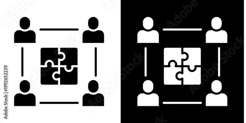Team Building  Icon Set White Glyph Style Collection 