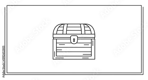 Treasure Chest Icon, Vintage Wooden Chest with Lock, Pirate Booty Symbol, Vector Illustration