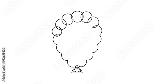 Abstract continuous line drawing of a necklace with pearls and a pendant