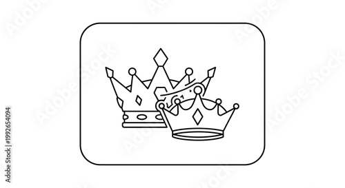 Two Royal Crowns Icon, Symbol of Royalty, Power, and Luxury