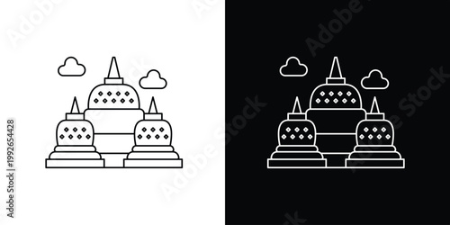 Minimalist Line Art Icon of a Famous Buddhist Temple Landmark