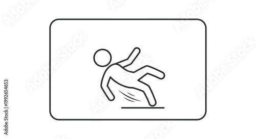 Slipping Hazard Warning Sign: Person Falling on Wet Floor Icon