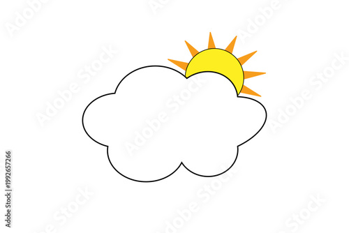 白い雲と黄色の太陽のイラスト