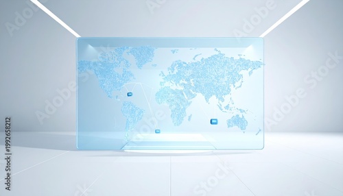 Glowing World Map Displayed in Room.