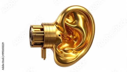 Golden Ear with Hearing Aid Device.