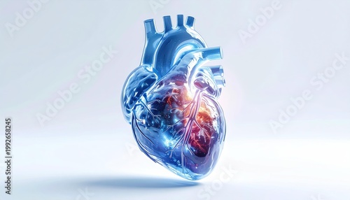 Human Heart Anatomy 3D Illustration.