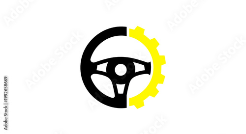 Creative steering wheel design incorporating gear elements to signify control and mechanical precision in the automotive industry.