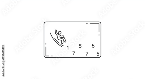 Risk assessment concept: Person sliding down a graph with numbers indicating risk levels