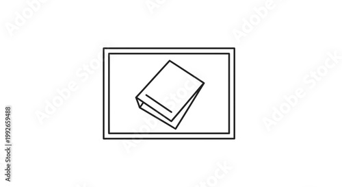 Open Book Icon on White Background, Simple Line Art Illustration