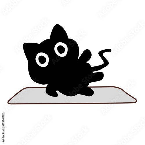 A Black cat doing yoga illustration