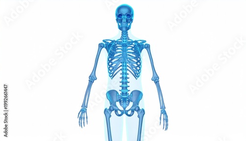 Human Skeleton Anatomy Illustration Front View.