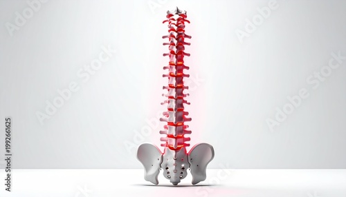 Human Spine Anatomy Model on White Background.