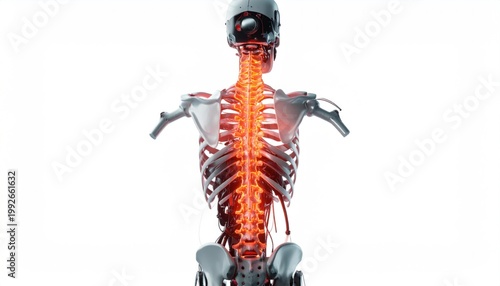 Human Spine Anatomy Illustration Back View.