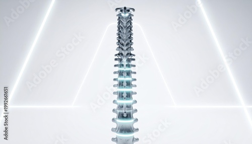 Human Spine Anatomy Model on White Background.