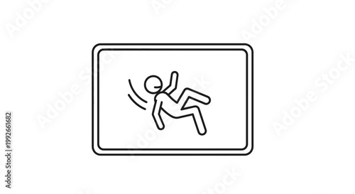Caution Wet Floor Sign Icon: Person Slipping and Falling