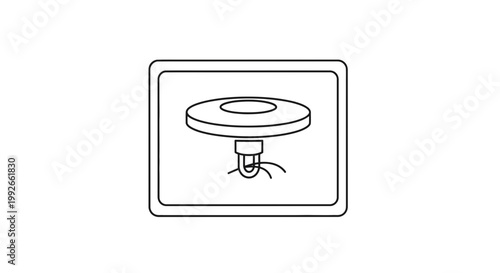 Ceiling sprinkler head icon, fire safety system, emergency equipment, simple line art