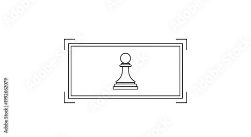 Chess Pawn Icon in Digital Frame, Strategy and Game Concept