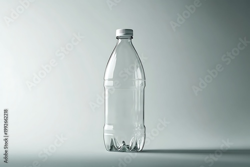 Clear Plastic Bottle Isolated on a White Background, Studio Shot.