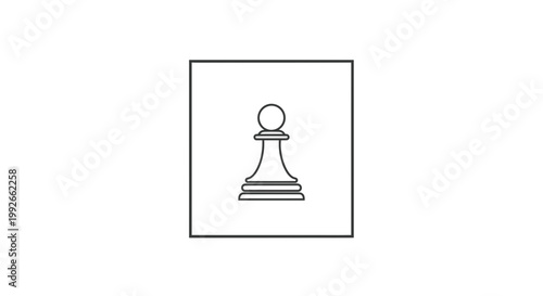 Chess Pawn Icon, Simple Line Art, Strategy Game Piece, Minimalist Design