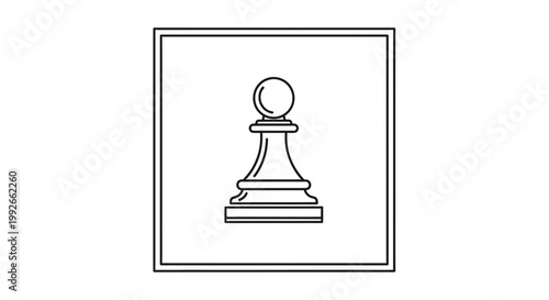 Chess Pawn Icon, Simple Line Art, Strategy Game Piece, Minimalist Design